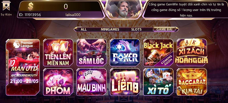 Có nhiều game bài để cá cược